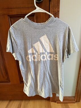 adidas Light Gray Logo Tee with White Trefoil